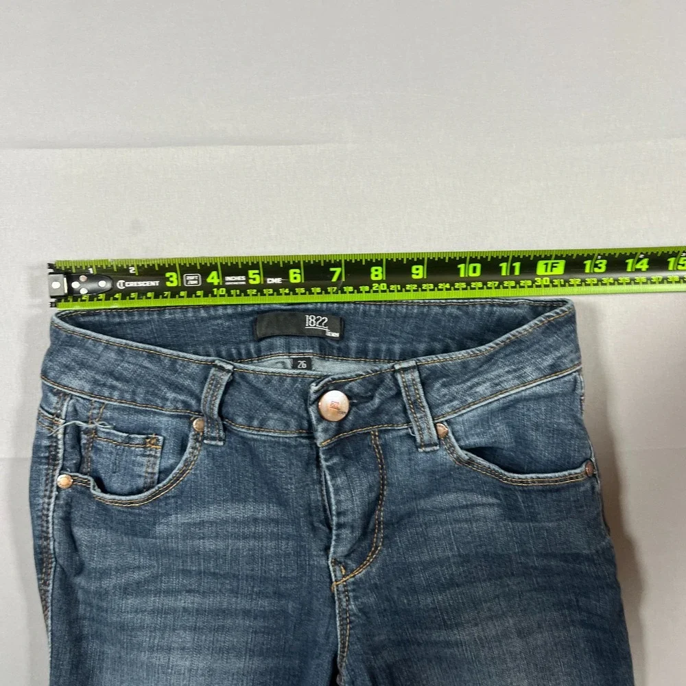 1822 Denim Skinny Jeans Womens 26 Blue Stretch Low Rise Medium Wash Zip Fly